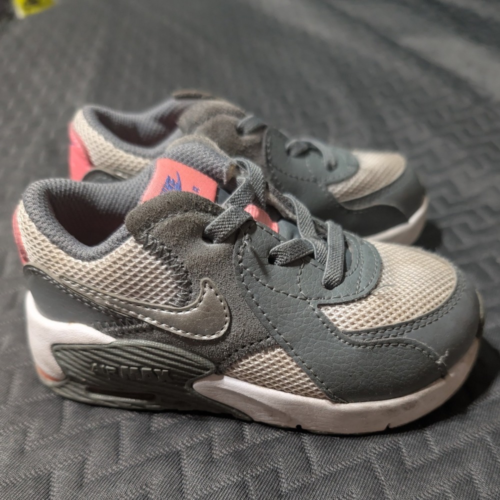 Nike Air Max 90‎ Toddler Sneakers Gray Pink Casual Athletic Shoes SZ 7 - Picture 4 of 5